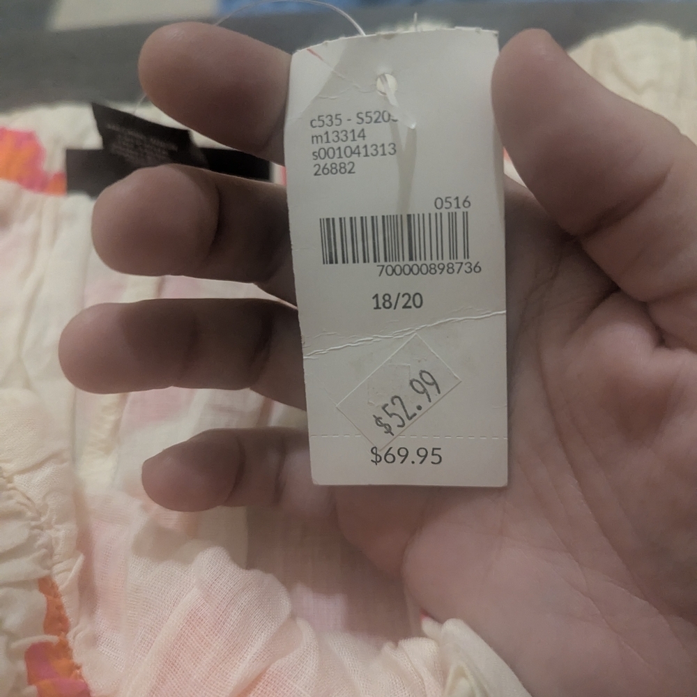 Lane Bryant A-Line Skirt with Orange and Cream Floral Pattern - Picture 3 of 5
